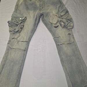 mnml Multi-Pocket Cargo Denim Jeans, Light Wash, Size 33 New with tags